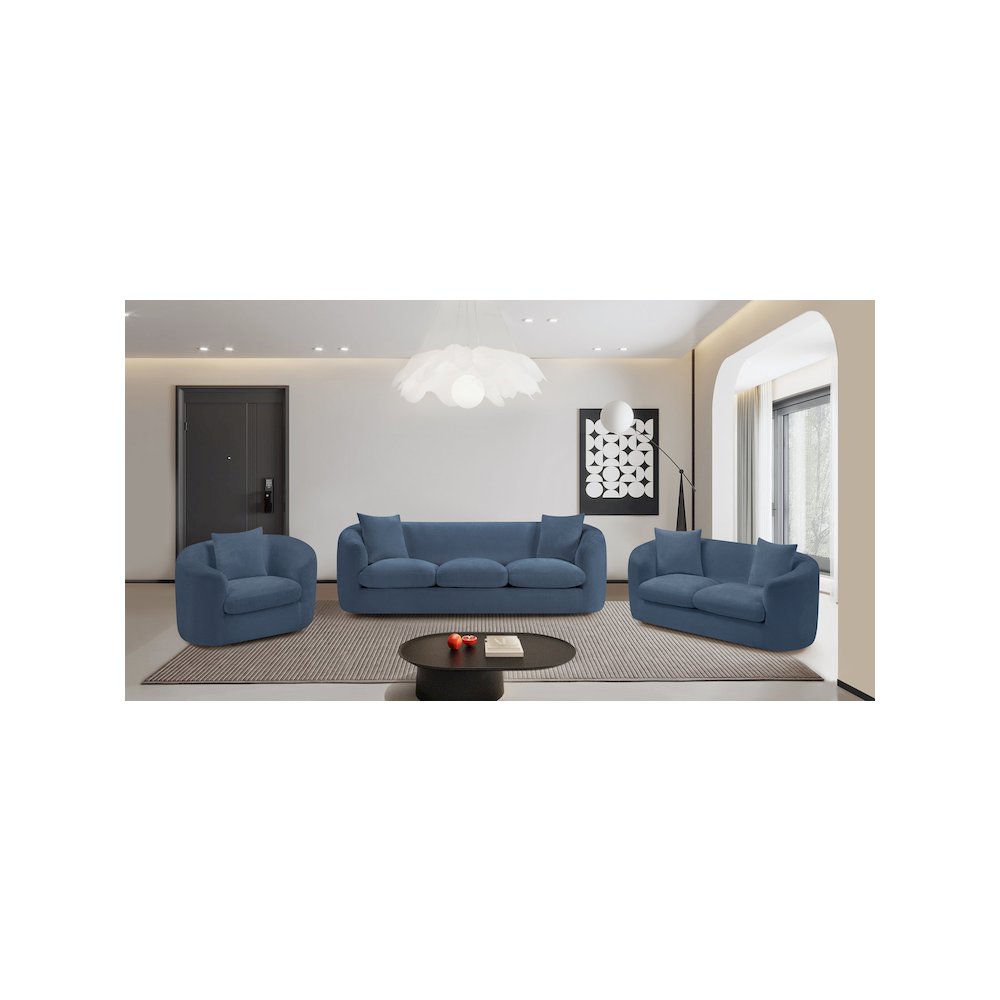 Penelope Light Blue Chenille Fabric Loveseat