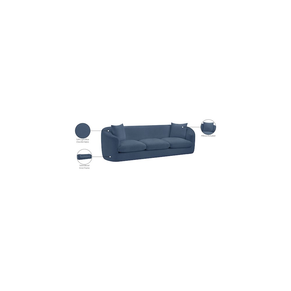 Penelope Light Blue Chenille Fabric Sofa