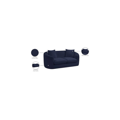 Penelope Navy Chenille Fabric Loveseat