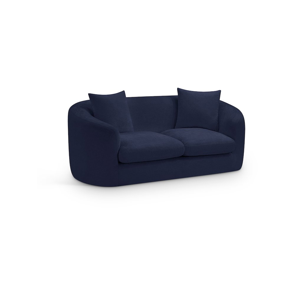 Penelope Navy Chenille Fabric Loveseat