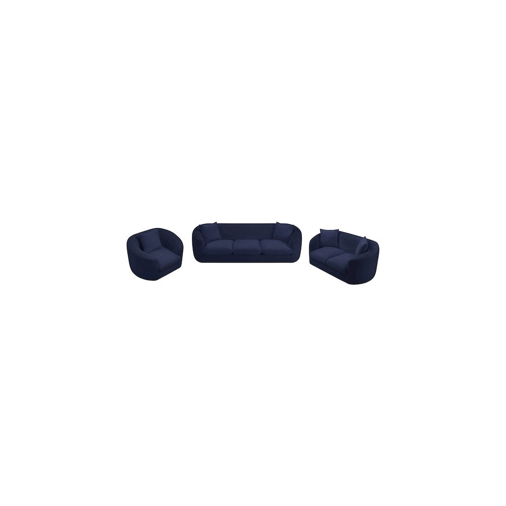 Penelope Navy Chenille Fabric Loveseat