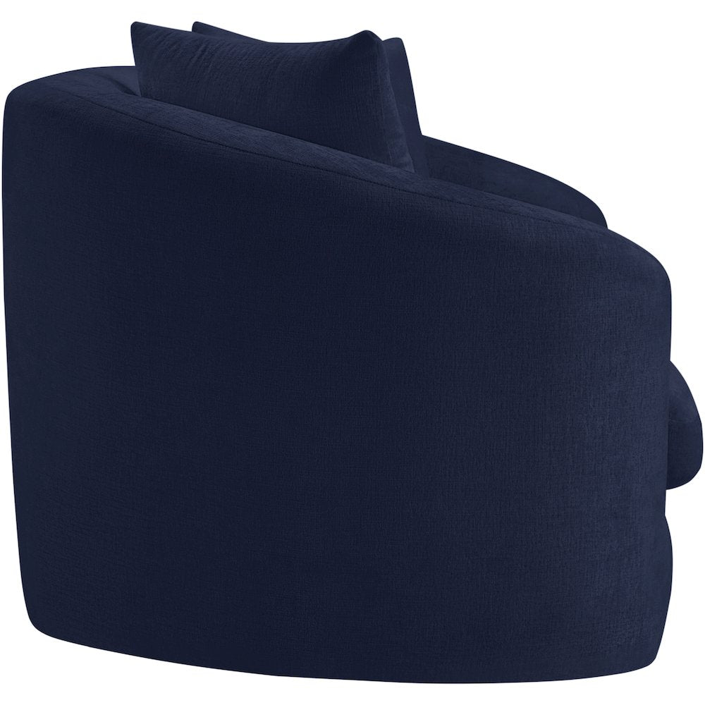 Penelope Navy Chenille Fabric Loveseat