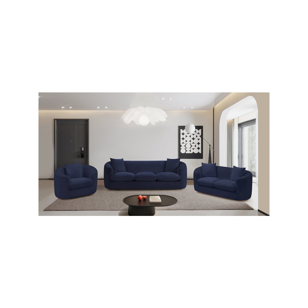 Penelope Navy Chenille Fabric Loveseat