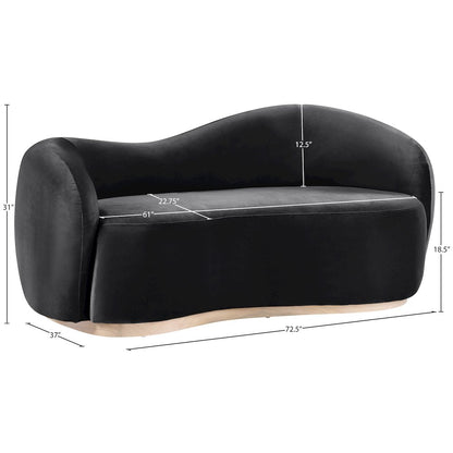Gustavo 72.5" Black Velvet Upholstered Loveseat