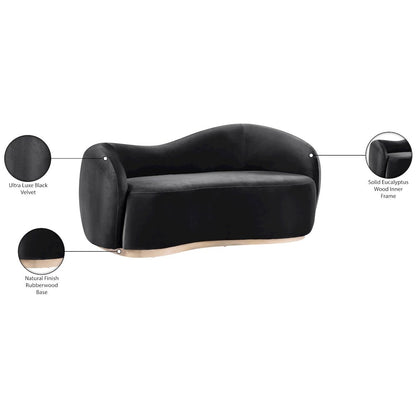 Gustavo 72.5" Black Velvet Upholstered Loveseat