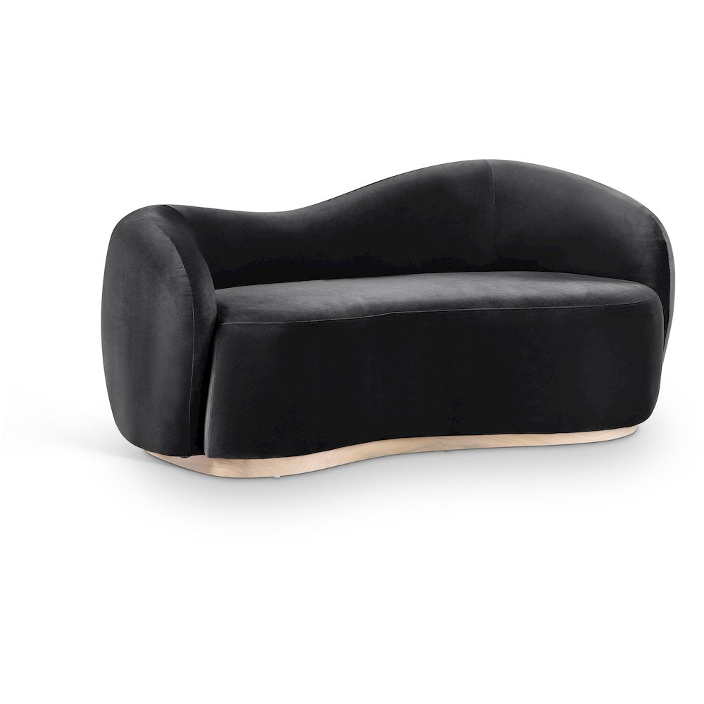 Gustavo 72.5" Black Velvet Upholstered Loveseat