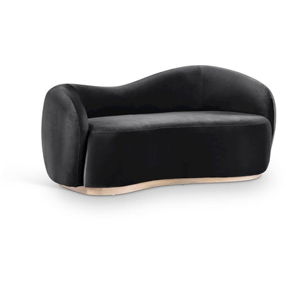 Gustavo 72.5" Black Velvet Upholstered Loveseat