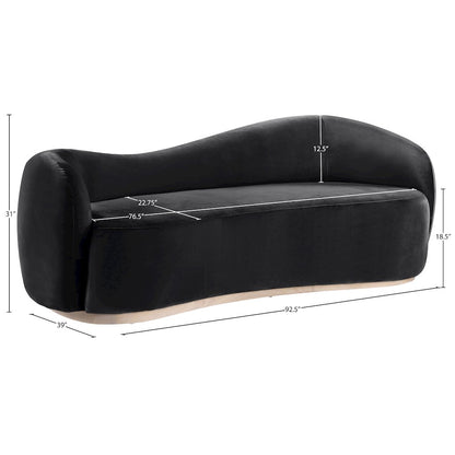 Gustavo 92.5" Black Velvet Upholstered Sofa