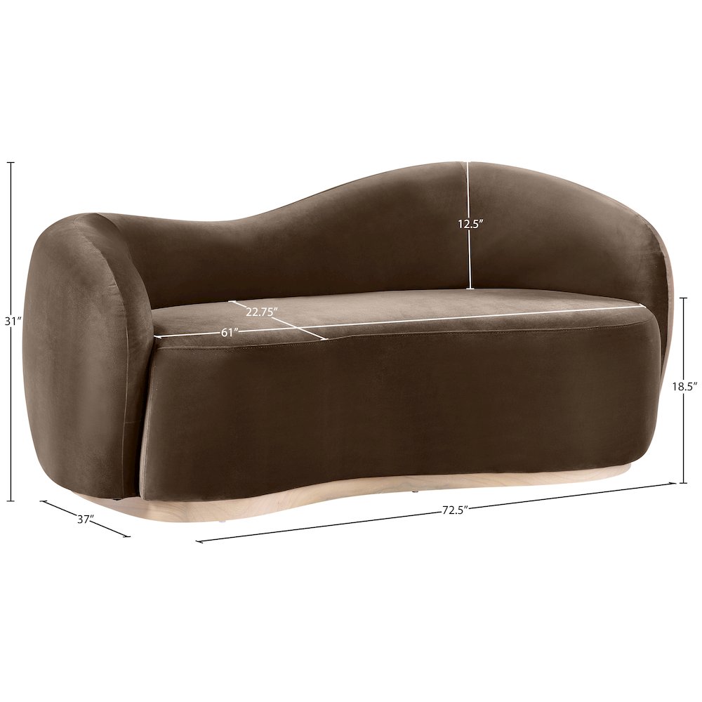 Gustavo 72.5" Brown Velvet Upholstered Loveseat