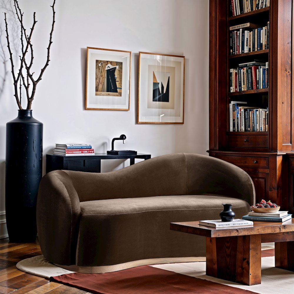 Gustavo 72.5" Brown Velvet Upholstered Loveseat