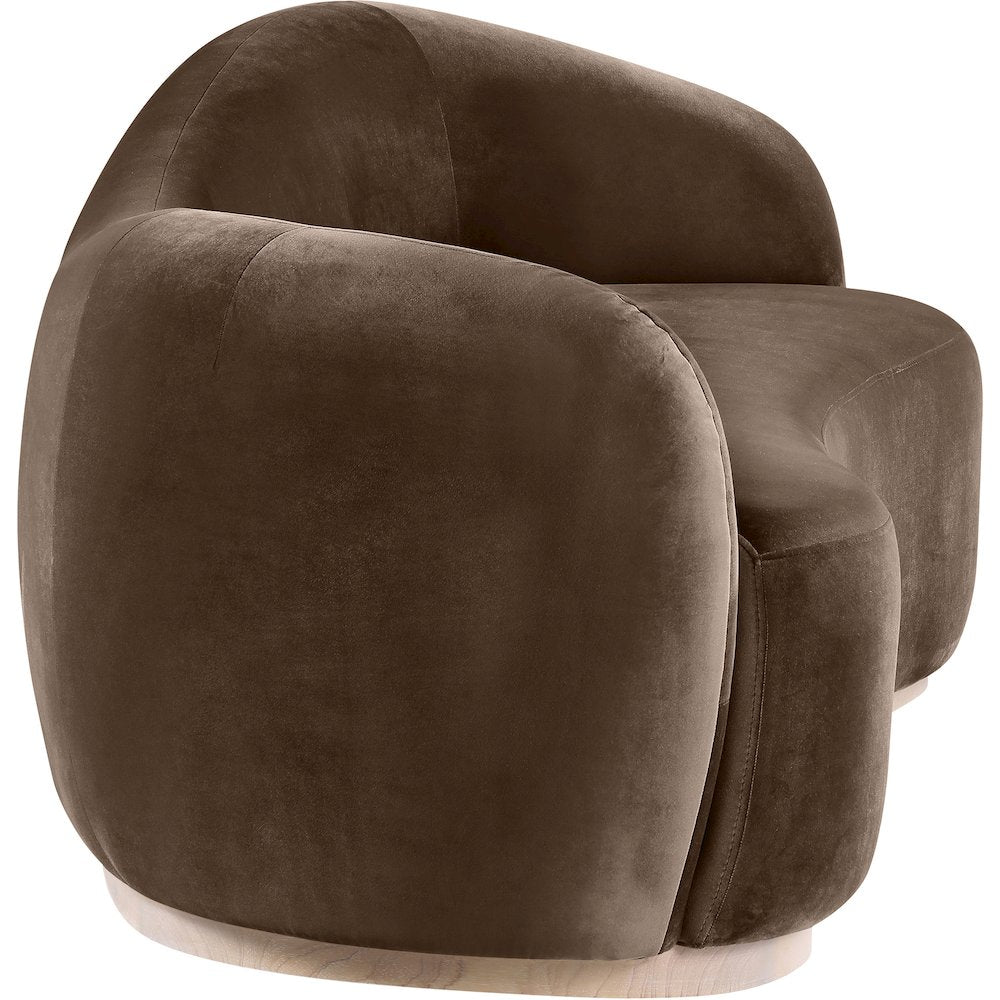 Gustavo 92.5" Brown Velvet Upholstered Sofa