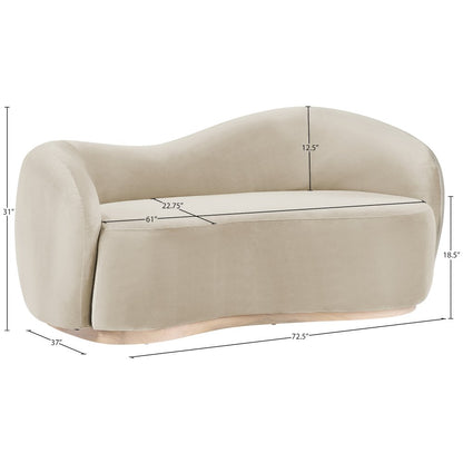 Gustavo 72.5" Cream Velvet Upholstered Loveseat