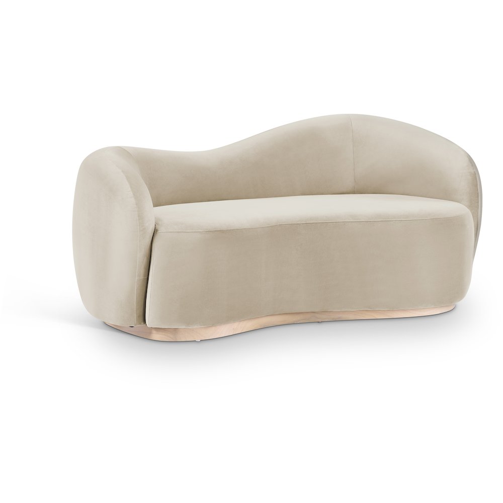 Gustavo 72.5" Cream Velvet Upholstered Loveseat