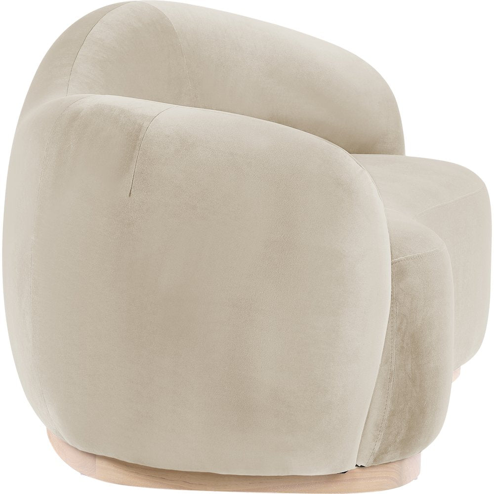 Gustavo 72.5" Cream Velvet Upholstered Loveseat