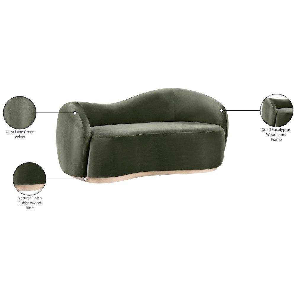 Gustavo 72.5" Green Velvet Upholstered Loveseat