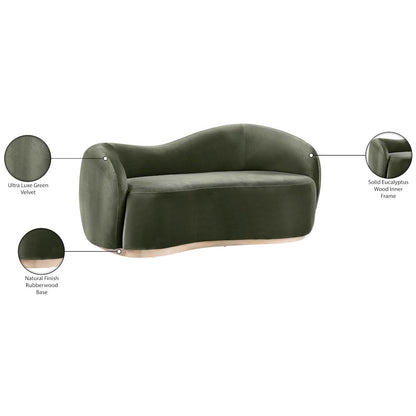 Gustavo 72.5" Green Velvet Upholstered Loveseat
