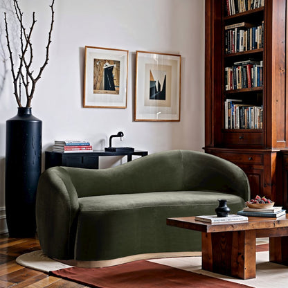 Gustavo 72.5" Green Velvet Upholstered Loveseat