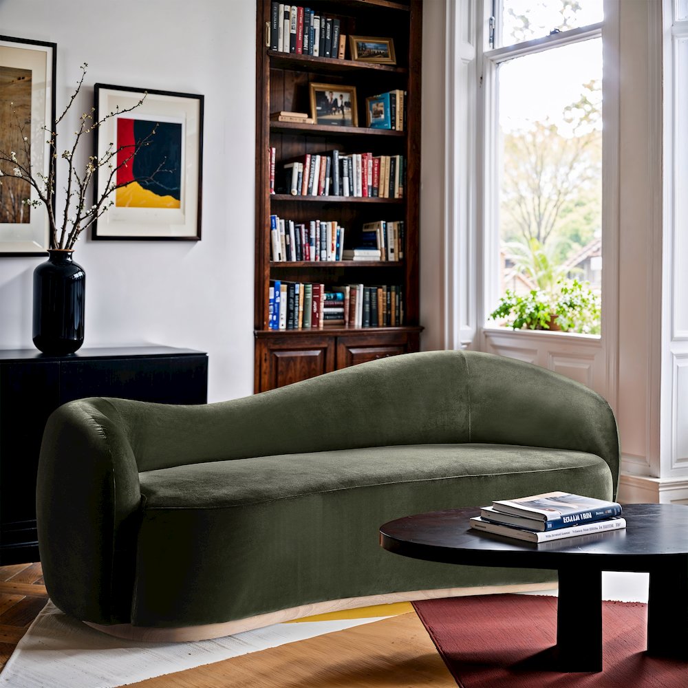 Gustavo 92.5" Green Velvet Upholstered Sofa