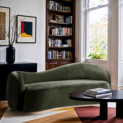 Gustavo 92.5" Green Velvet Upholstered Sofa