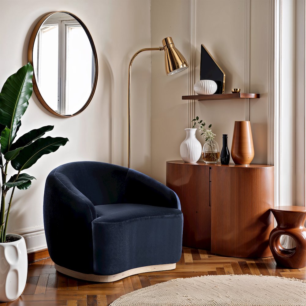 Gustavo Navy Velvet Upholstered Chair