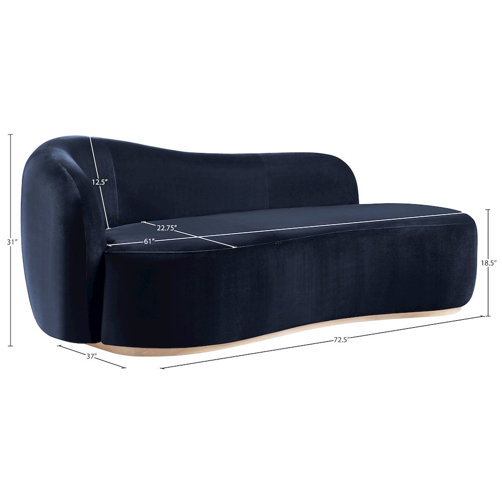 Gustavo Navy Velvet Upholstered Chaise