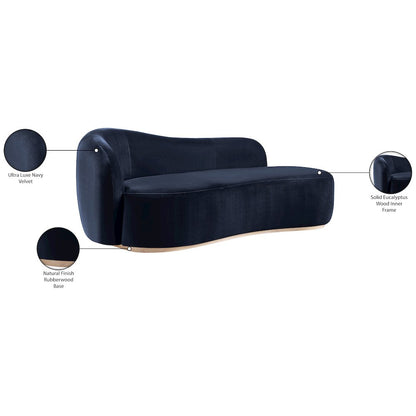 Gustavo Navy Velvet Upholstered Chaise
