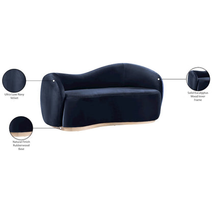 Gustavo 72.5" Navy Velvet Upholstered Loveseat