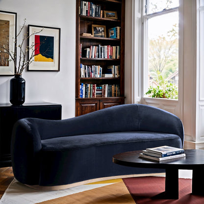 Gustavo 92.5" Navy Velvet Upholstered Sofa