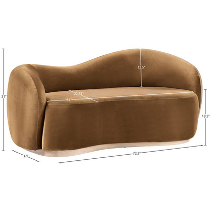 Gustavo 72.5" Saddle Velvet Upholstered Loveseat