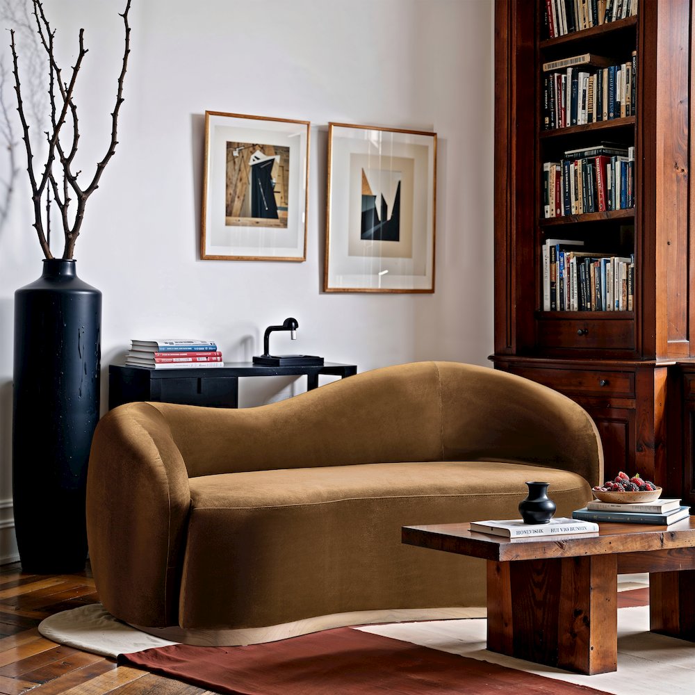 Gustavo 72.5" Saddle Velvet Upholstered Loveseat