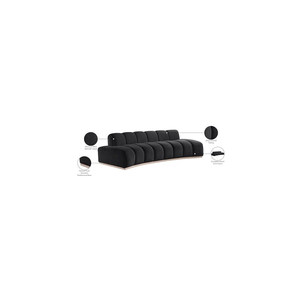Jace Black Velvet Sofa