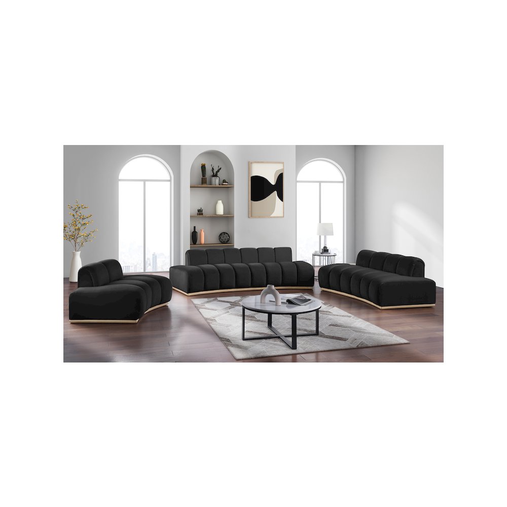Jace Black Velvet Sofa