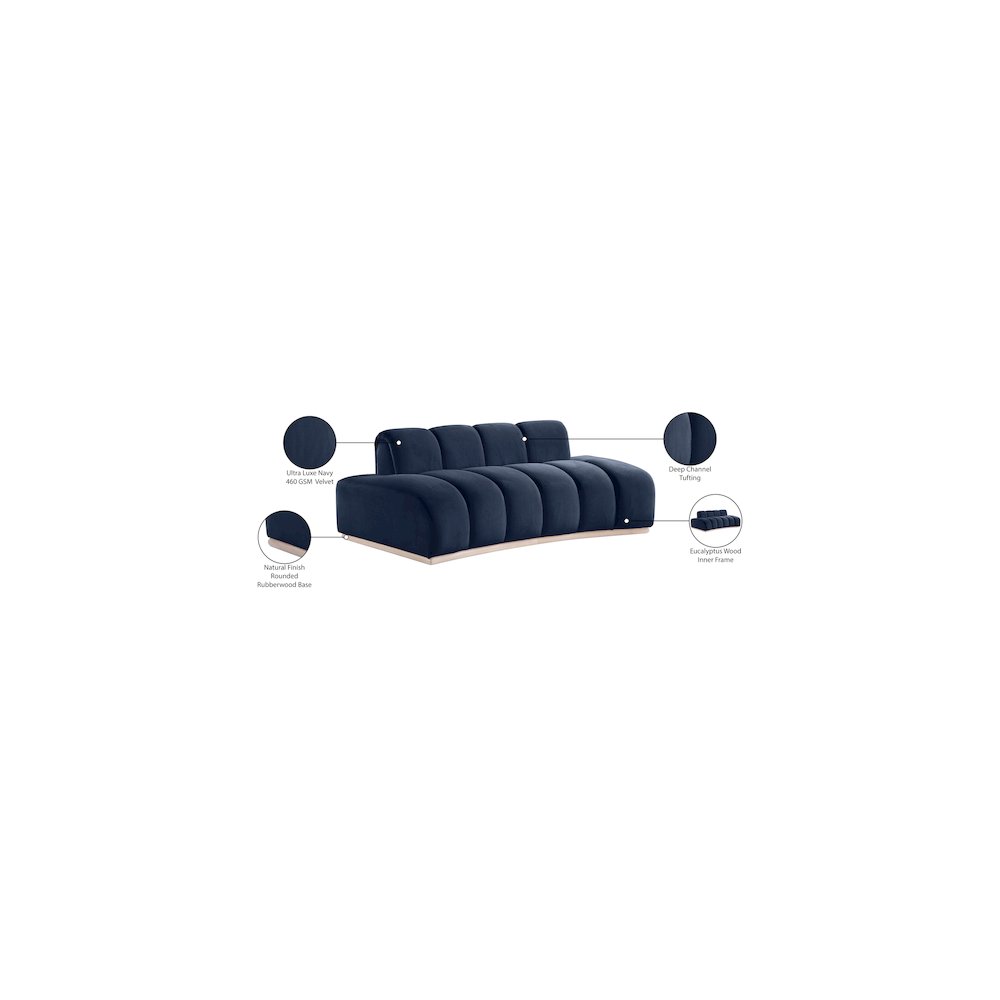 Jace Navy Velvet Loveseat