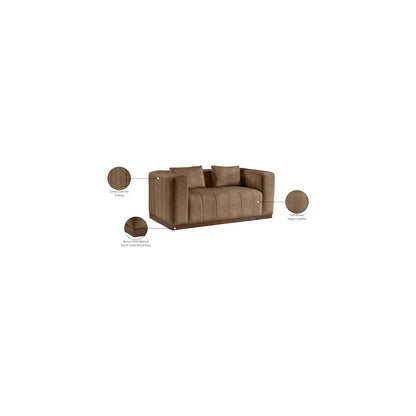 Mallina Brown Vegan Leather Loveseat