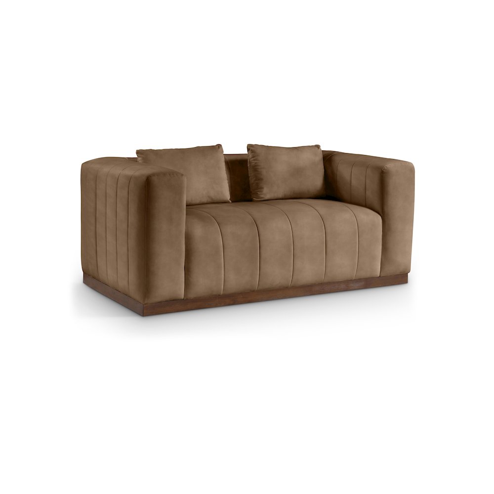 Mallina Brown Vegan Leather Loveseat