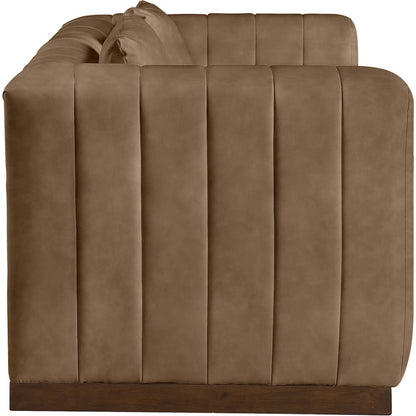 Mallina Brown Vegan Leather Loveseat