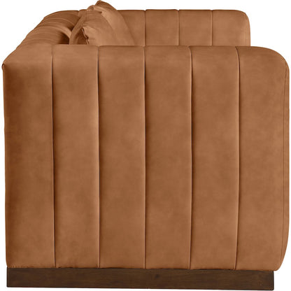 Mallina Cognac Vegan Leather Loveseat