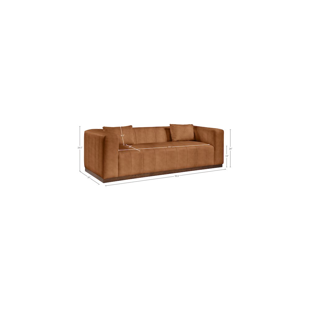 Mallina Cognac Vegan Leather Sofa