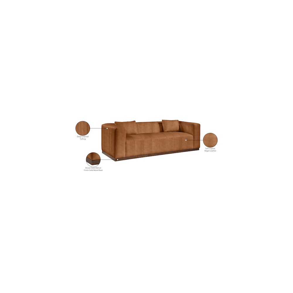 Mallina Cognac Vegan Leather Sofa
