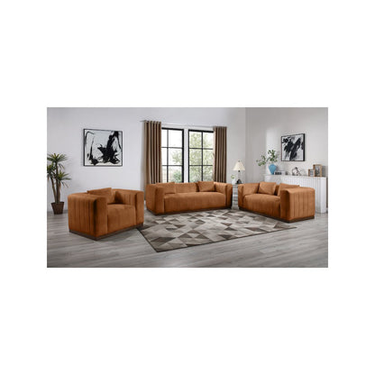 Mallina Cognac Vegan Leather Sofa