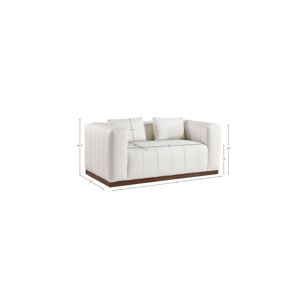 Mallina Cream Vegan Leather Loveseat