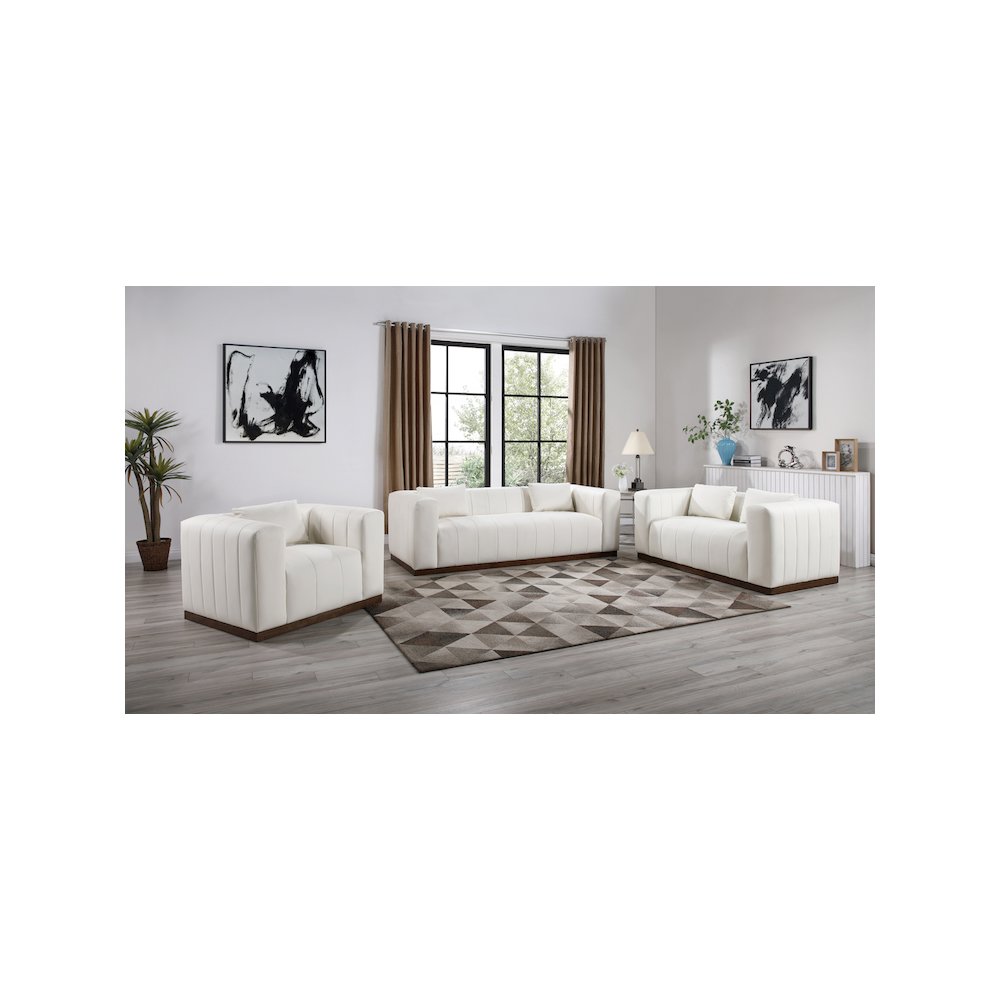 Mallina Cream Vegan Leather Sofa