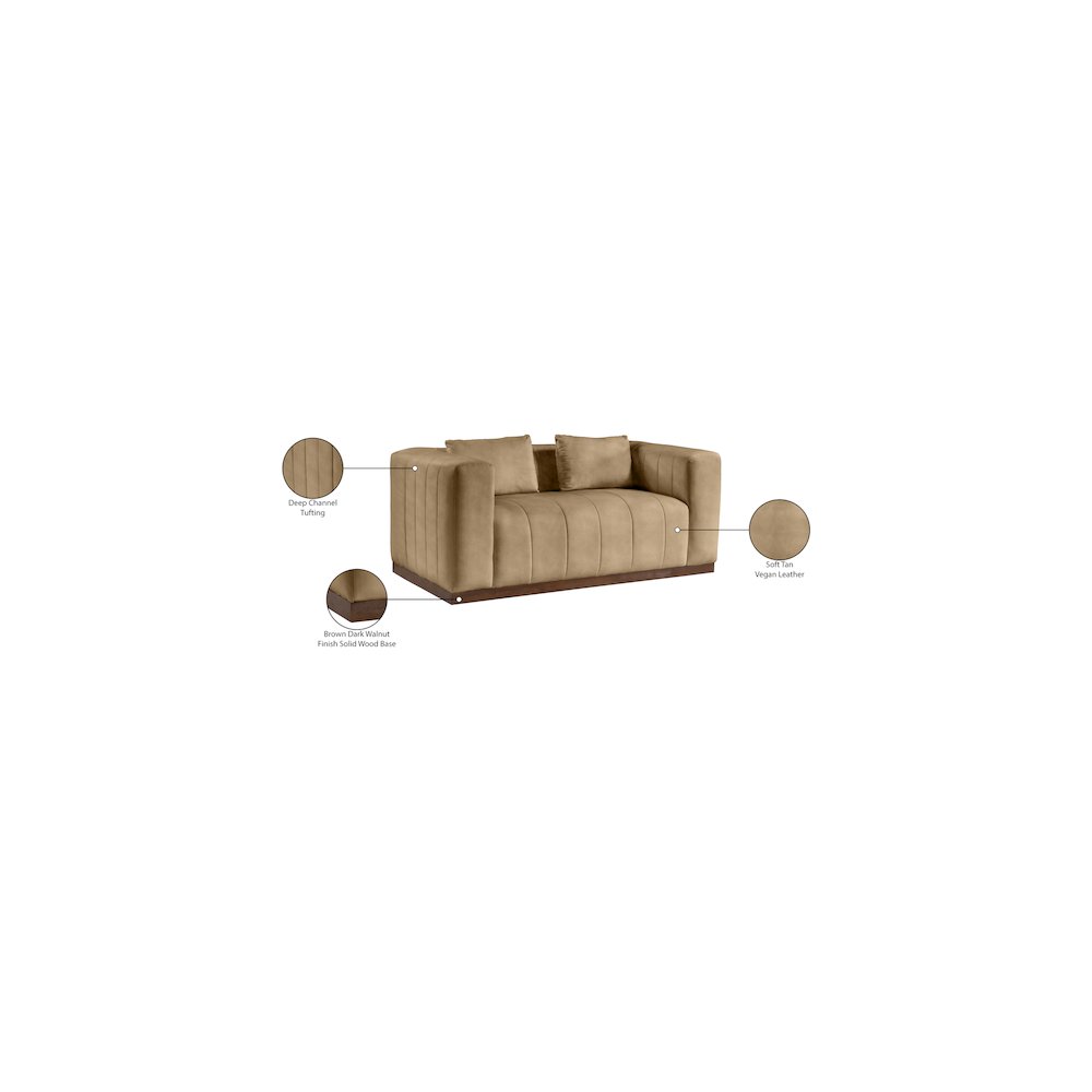 Mallina Tan Vegan Leather Loveseat