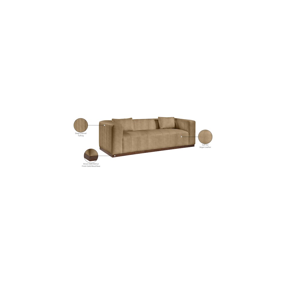 Mallina Tan Vegan Leather Sofa