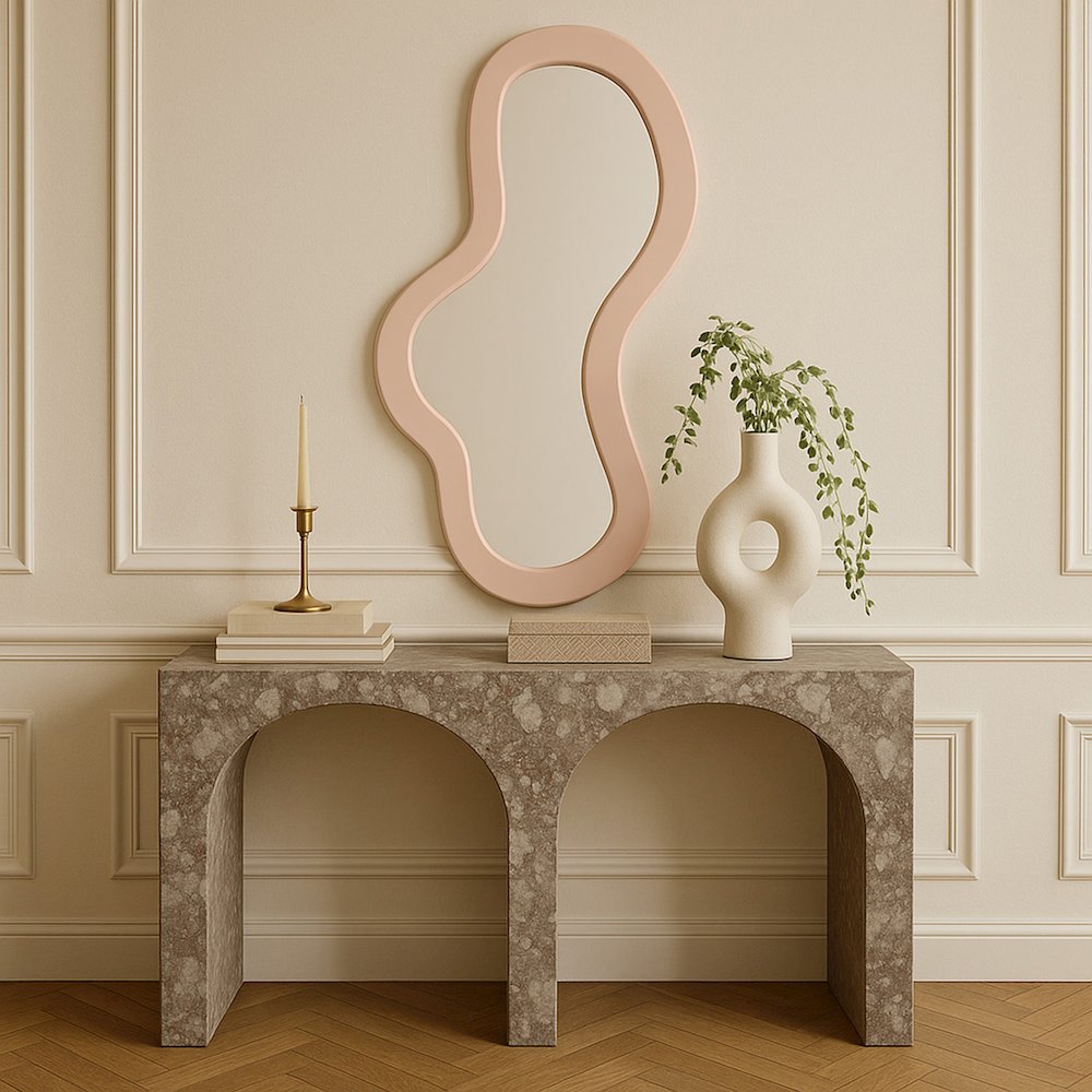 Oblique Pink Iron Frame Mirror