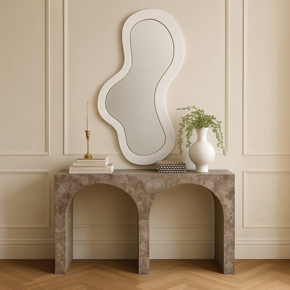 Oblique White Iron Frame Mirror