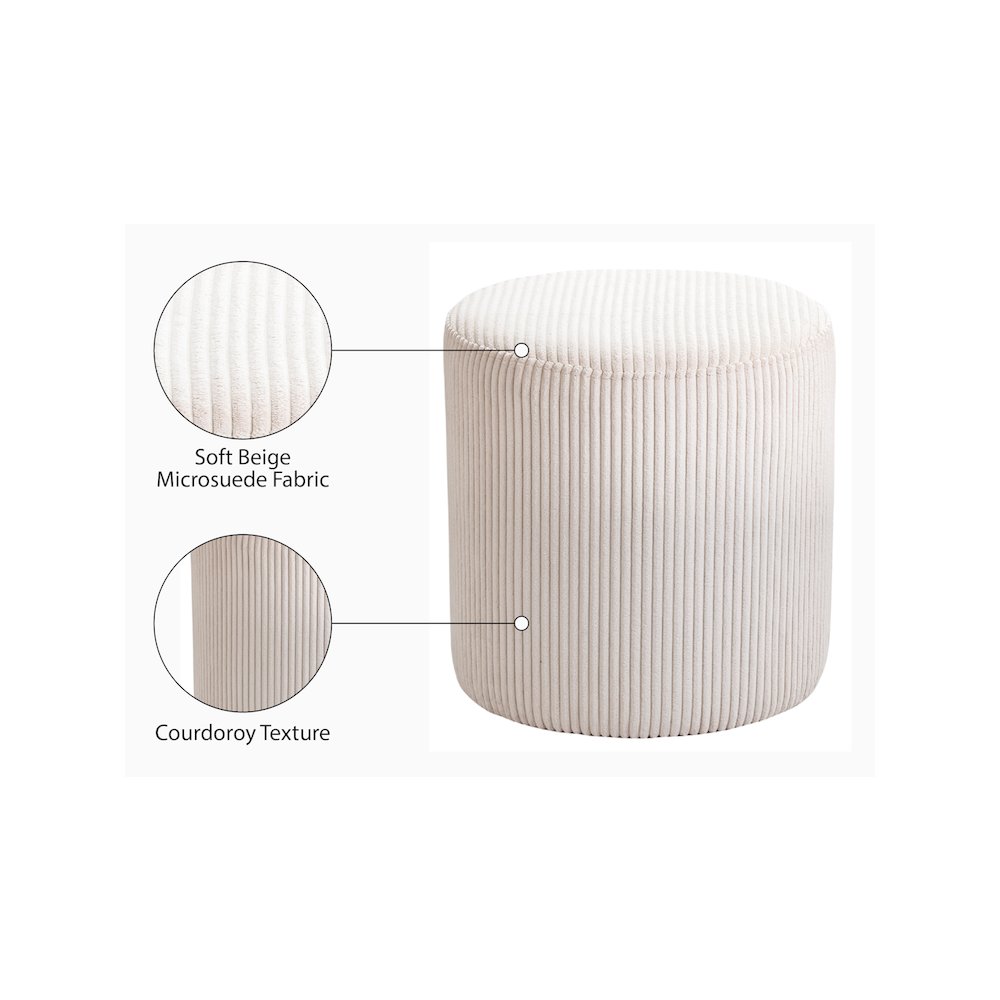 Roy Beige Microsuede Fabric Ottoman/Stool
