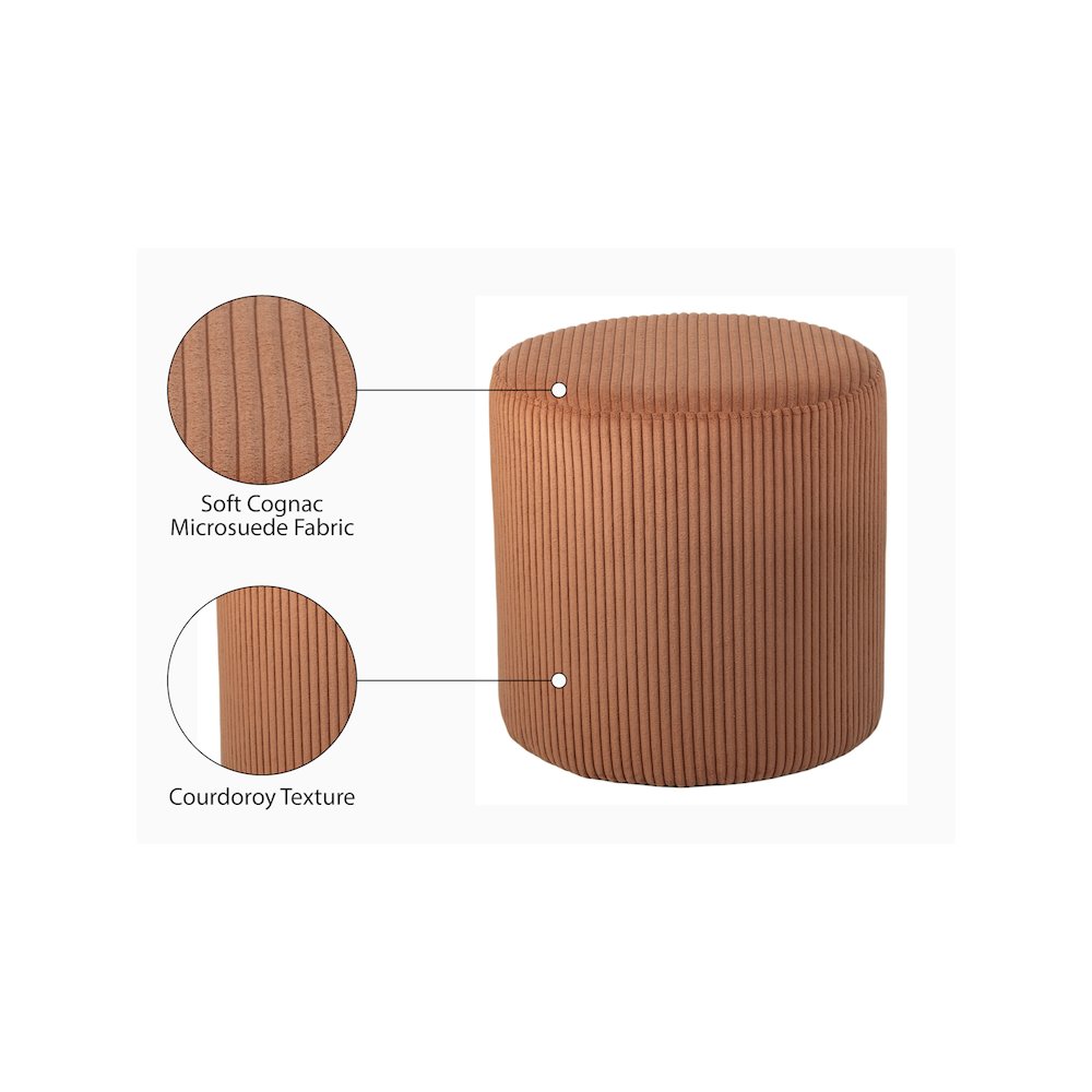 Roy Cognac Microsuede Fabric Ottoman/Stool
