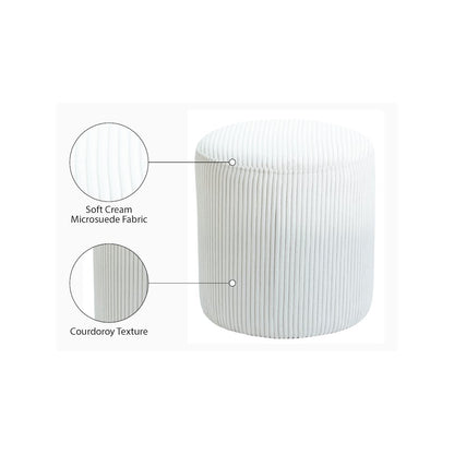 Roy Cream Microsuede Fabric Ottoman/Stool