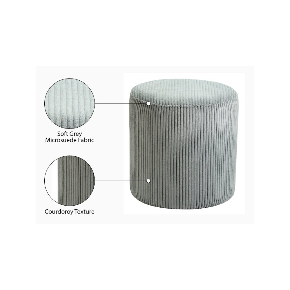 Roy Grey Microsuede Fabric Ottoman/Stool
